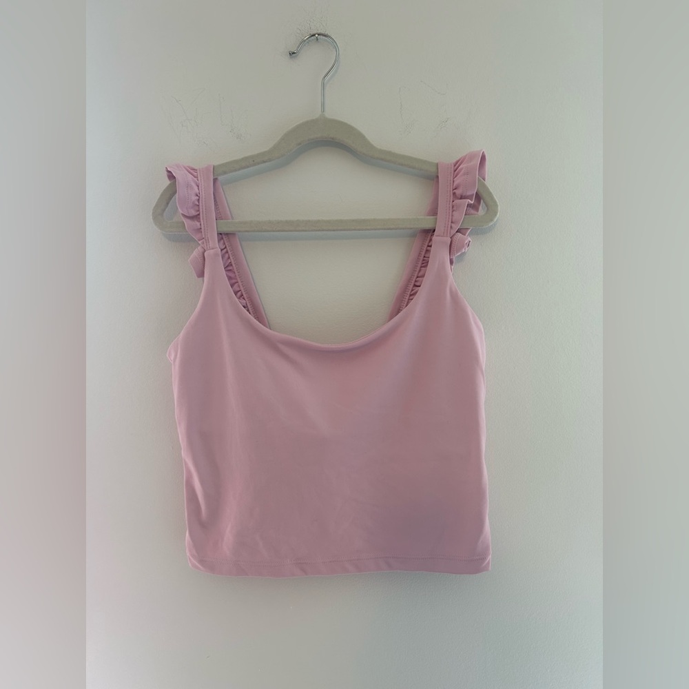 Pink Ruffle Strap Tank Top
